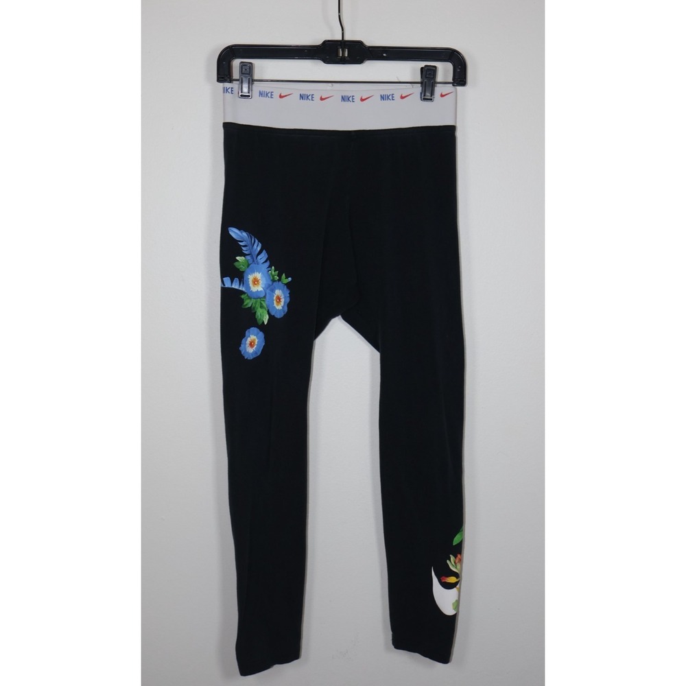 Nike Leggings Women Medium Blue Floral Tropical‎ High-Rise Ankle Length